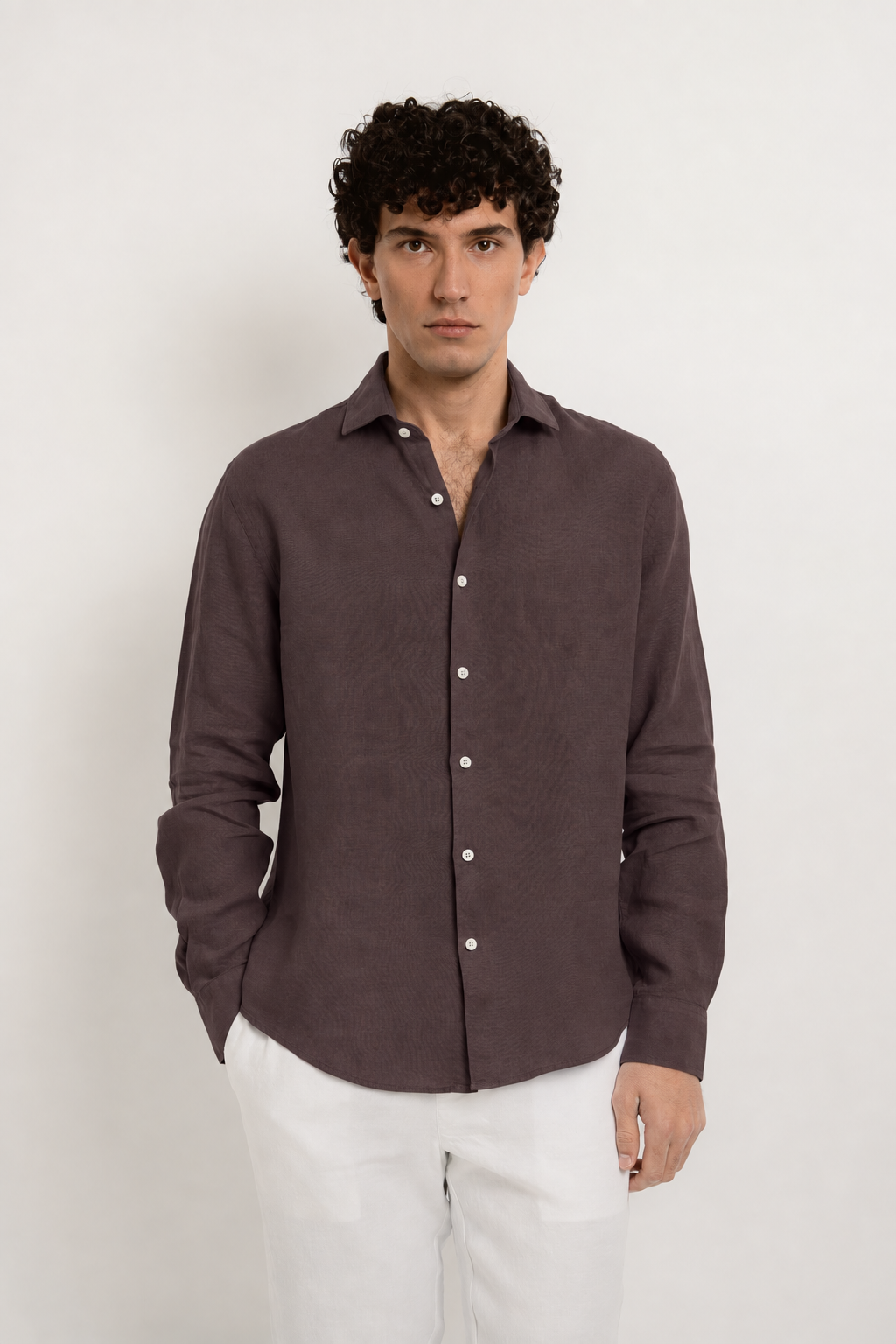 Jacques Linen Shirt in Seal Brown