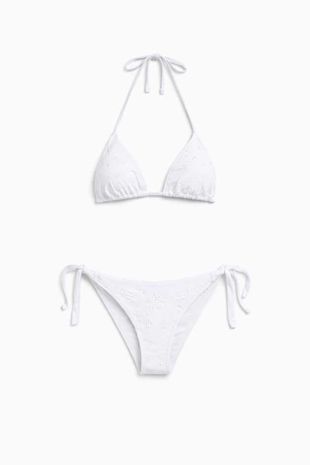 PATRI Embroidered Bikini Triangle Top Tie side Bottom - Bikini - Jacques Zolty Saint Barths