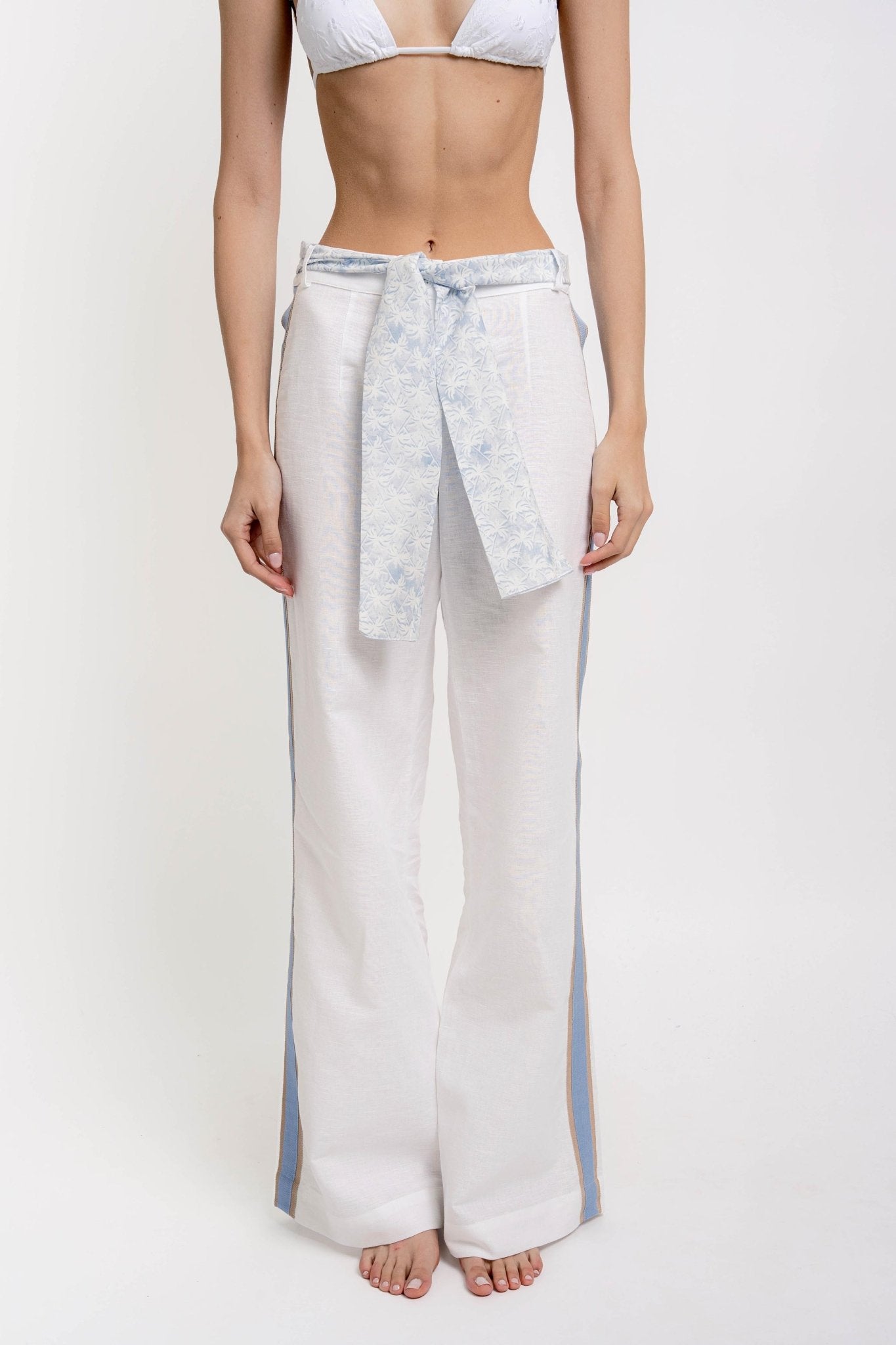 KEYLA Women's Striped Trousers Linen - Pants - Jacques Zolty Saint Barths