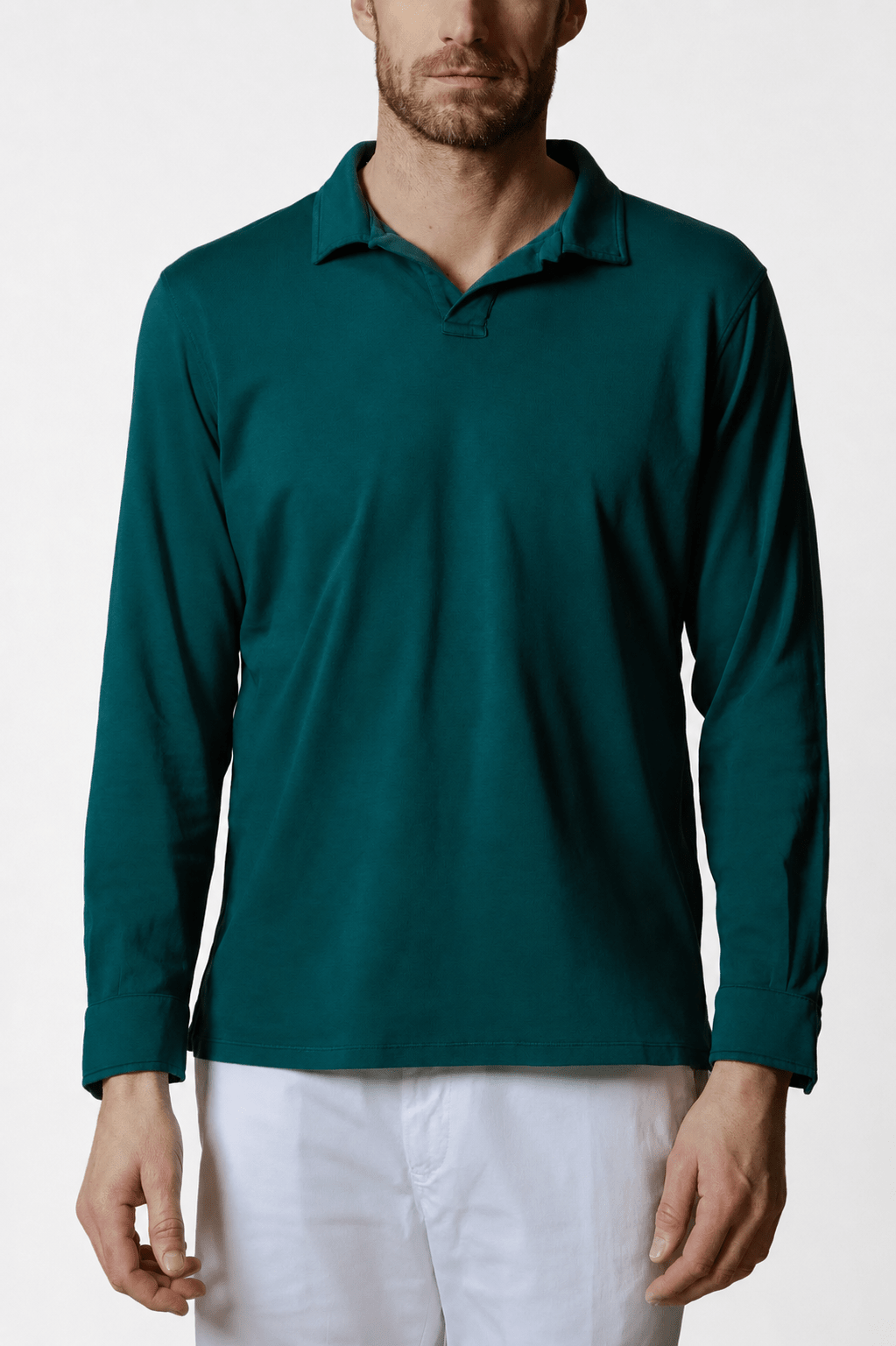 Paul Cotton Polo Long Sleeve in Forest Green - Polos - Jacques Zolty Saint Barths