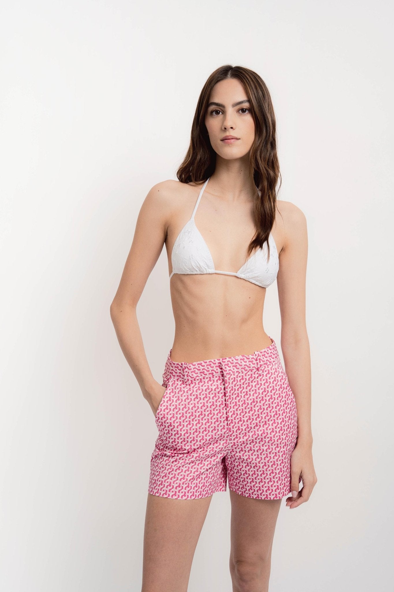 JOEY Shorts Cotton Print JZ Pink - Shorts - Jacques Zolty Saint Barths