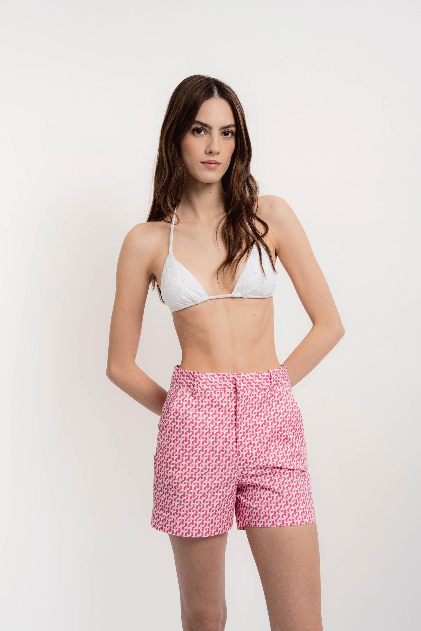 JOEY Shorts Cotton Print JZ Pink - Shorts - Jacques Zolty Saint Barths
