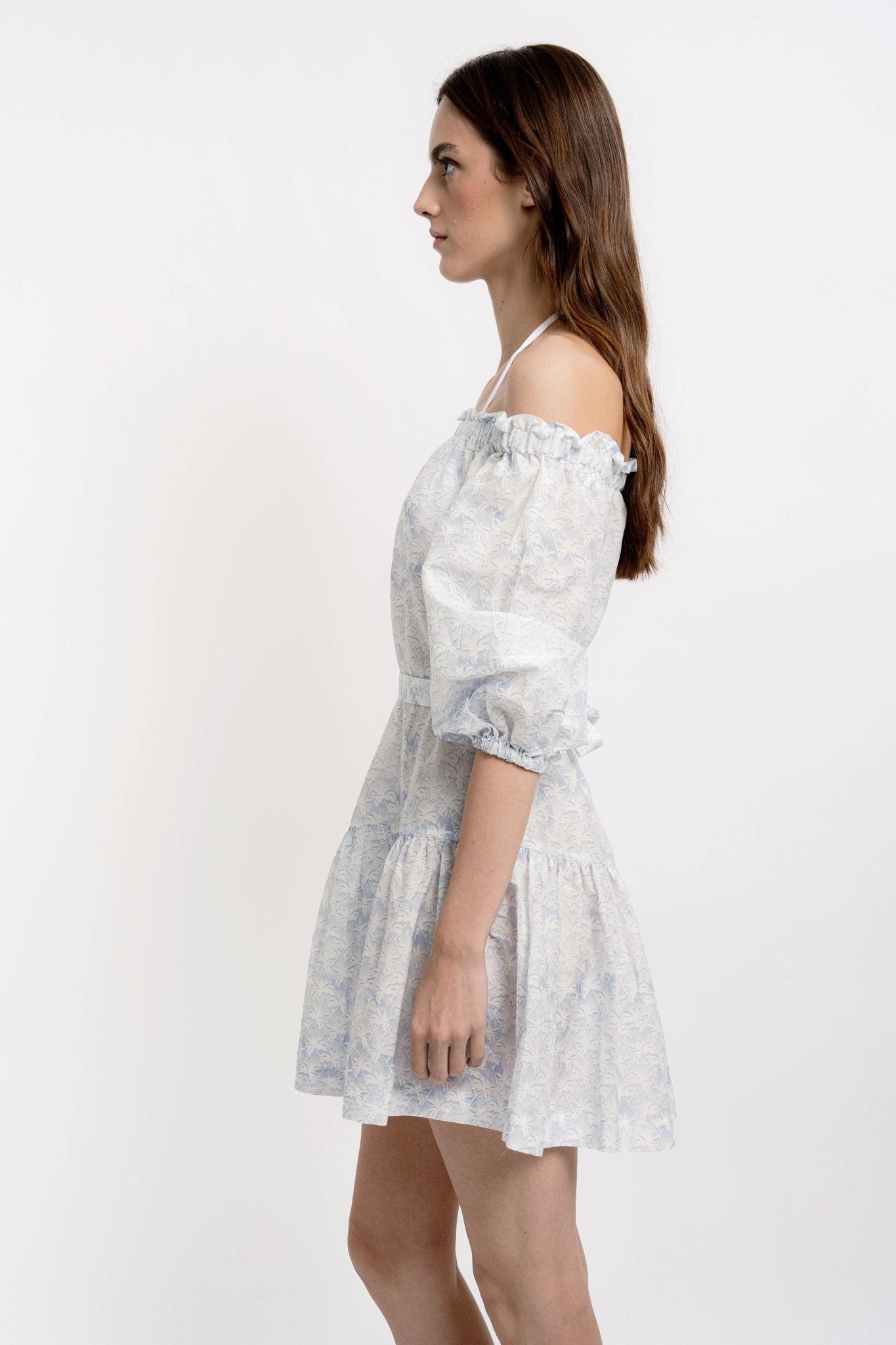 GISELLE Women's Short Dress Palms Print - Dresses - Jacques Zolty Saint Barths
