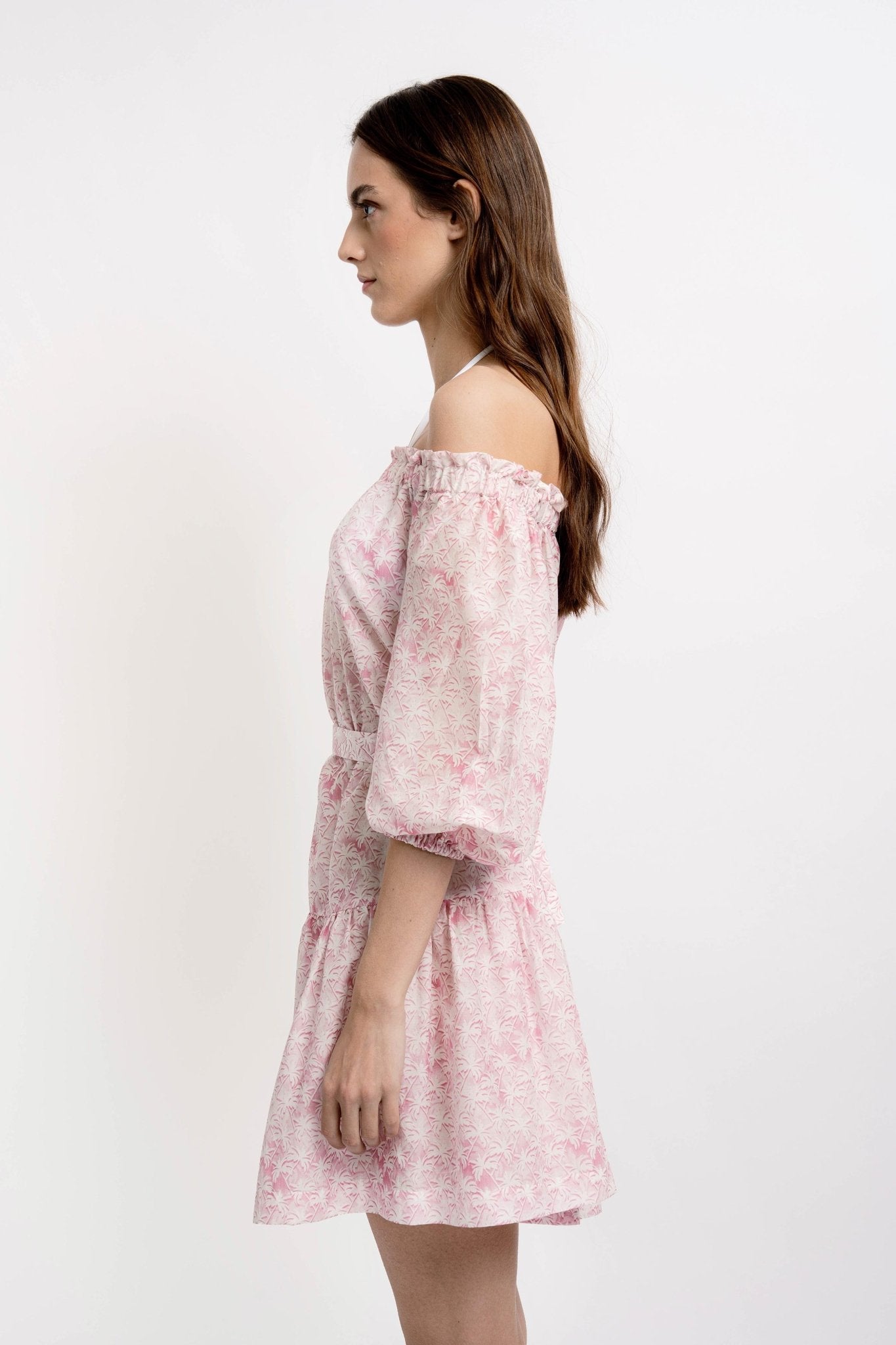 GISELLE Women's Short Dress Palms Print - Dresses - Jacques Zolty Saint Barths