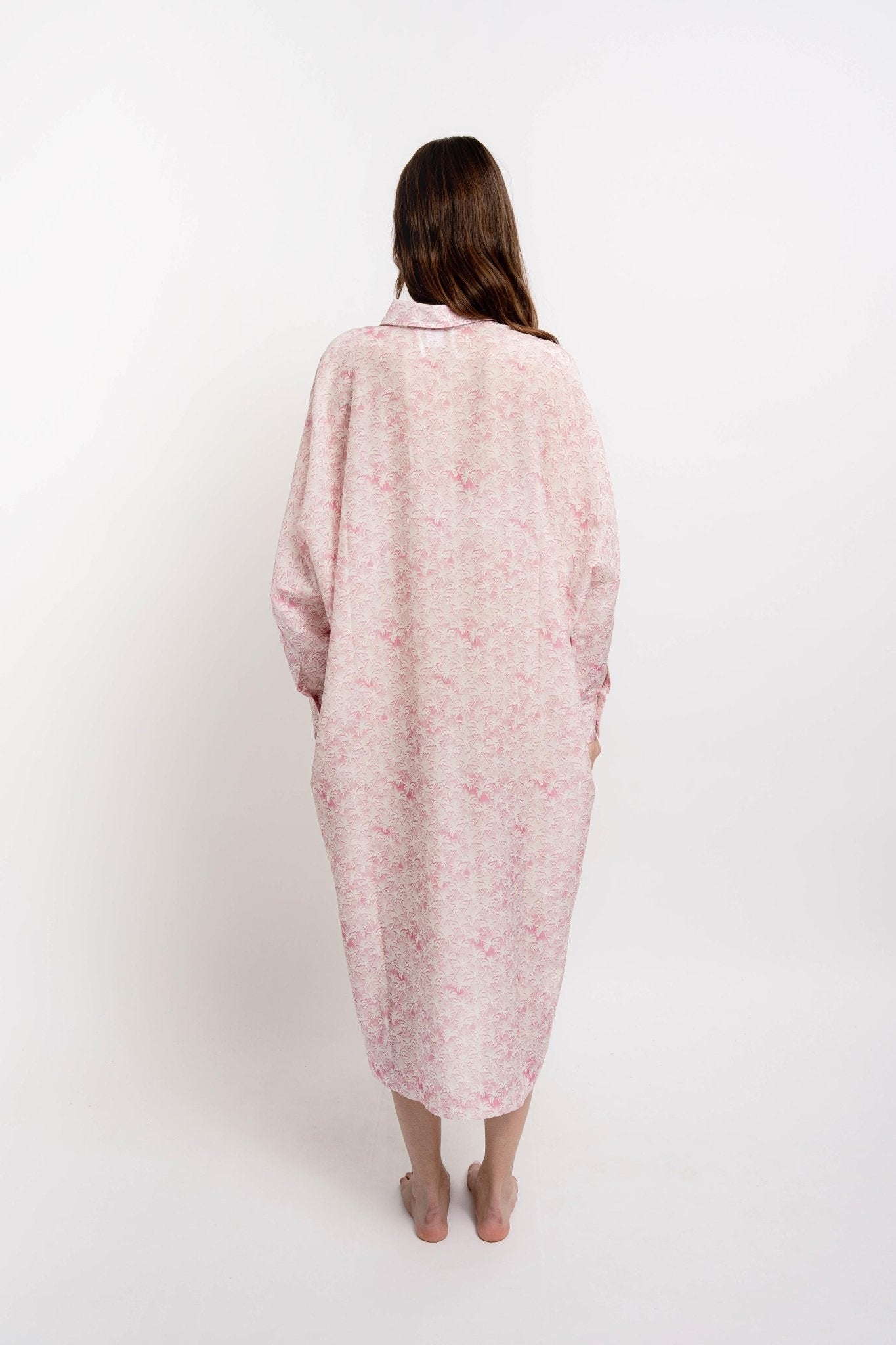 KATE Long Shirt Dress Palms Print - Dresses - Jacques Zolty Saint Barths