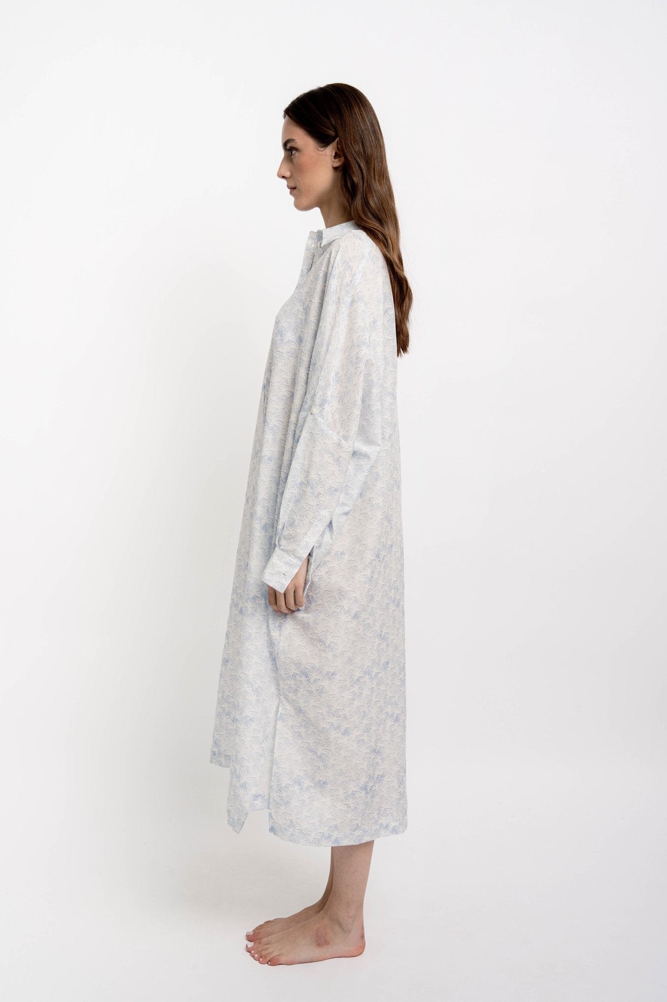 KATE Long Shirt Dress Palms Print - Dresses - Jacques Zolty Saint Barths