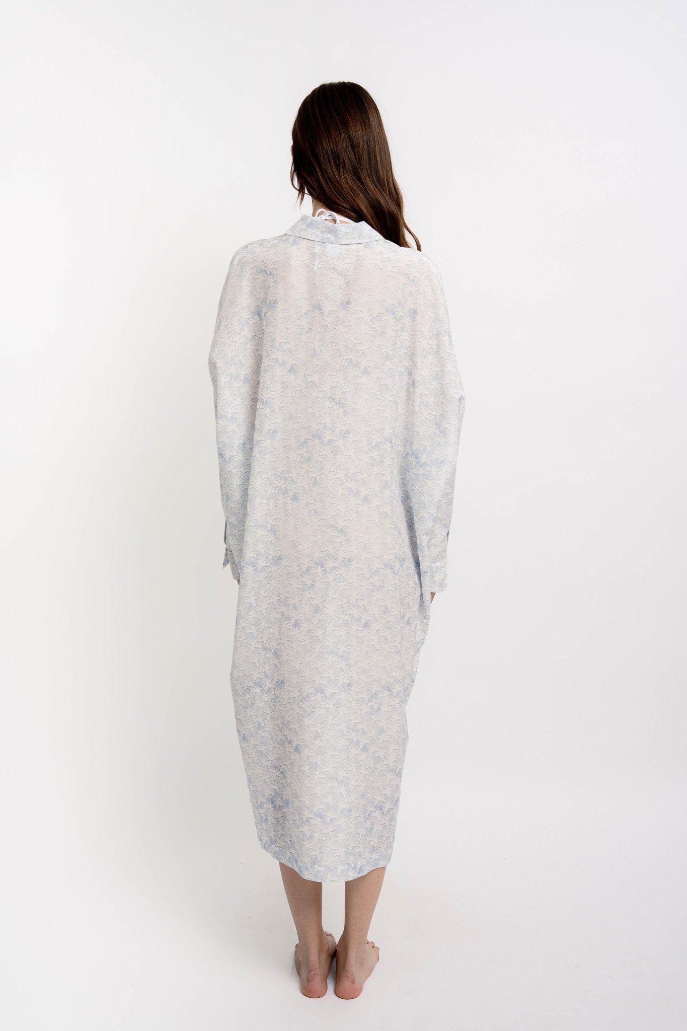 KATE Long Shirt Dress Palms Print - Dresses - Jacques Zolty Saint Barths
