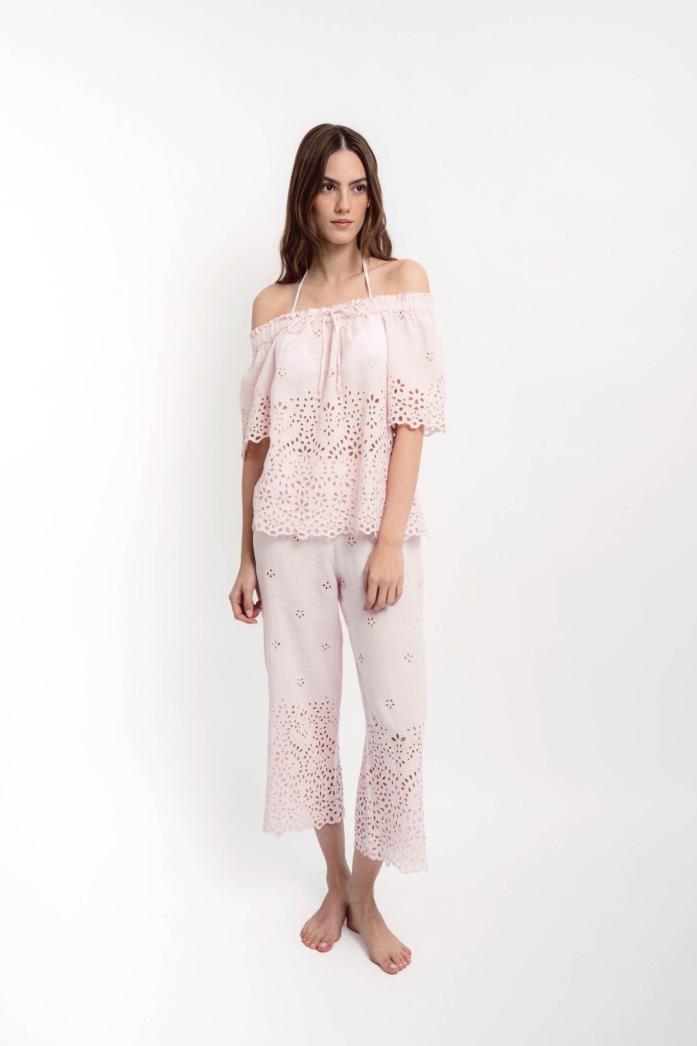 CHRISTY Round Collar Shirt Broidery Linen - Shirts - Jacques Zolty Saint Barths