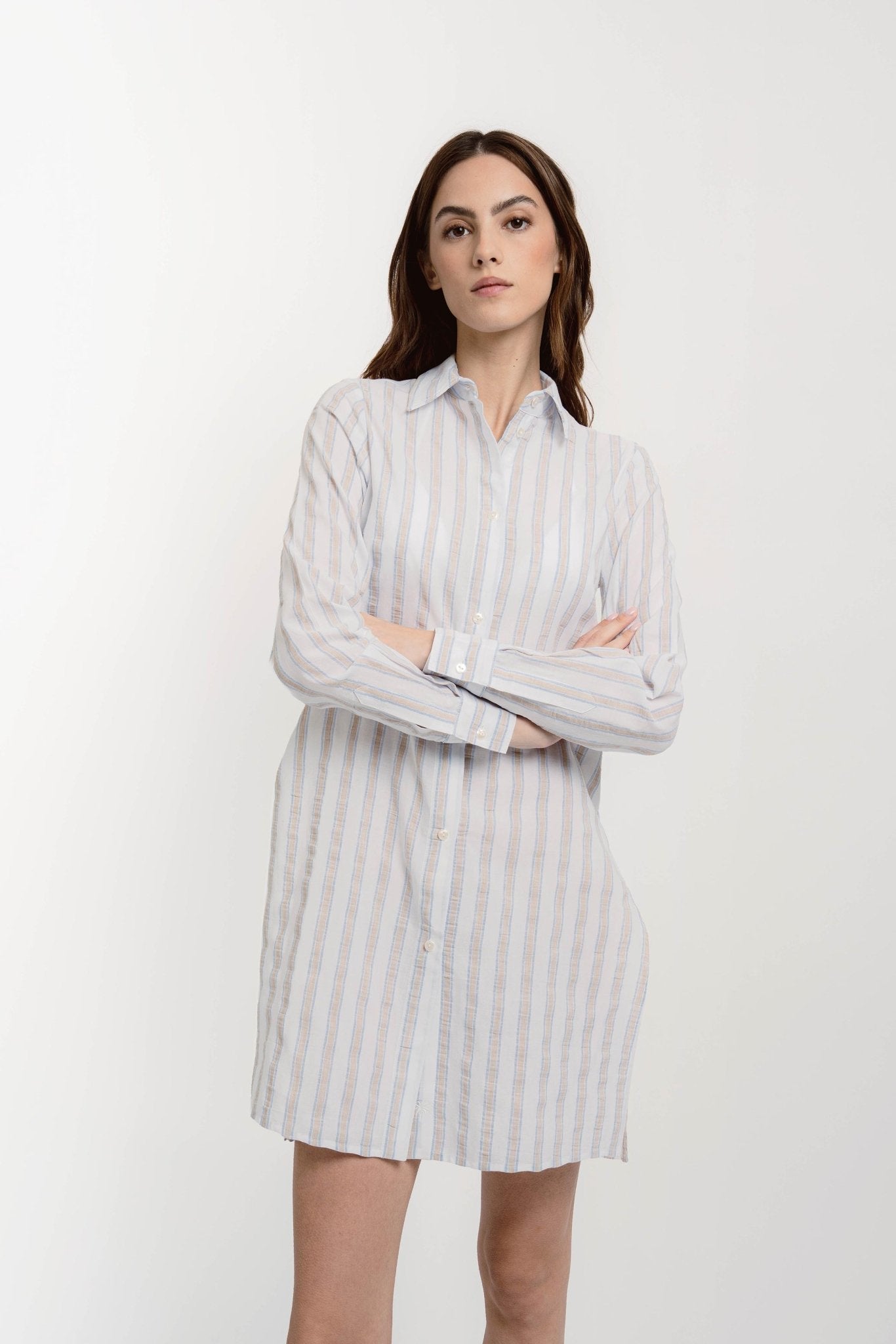 ALISHA Women's Long Striped Shirt - Dresses - Jacques Zolty Saint Barths