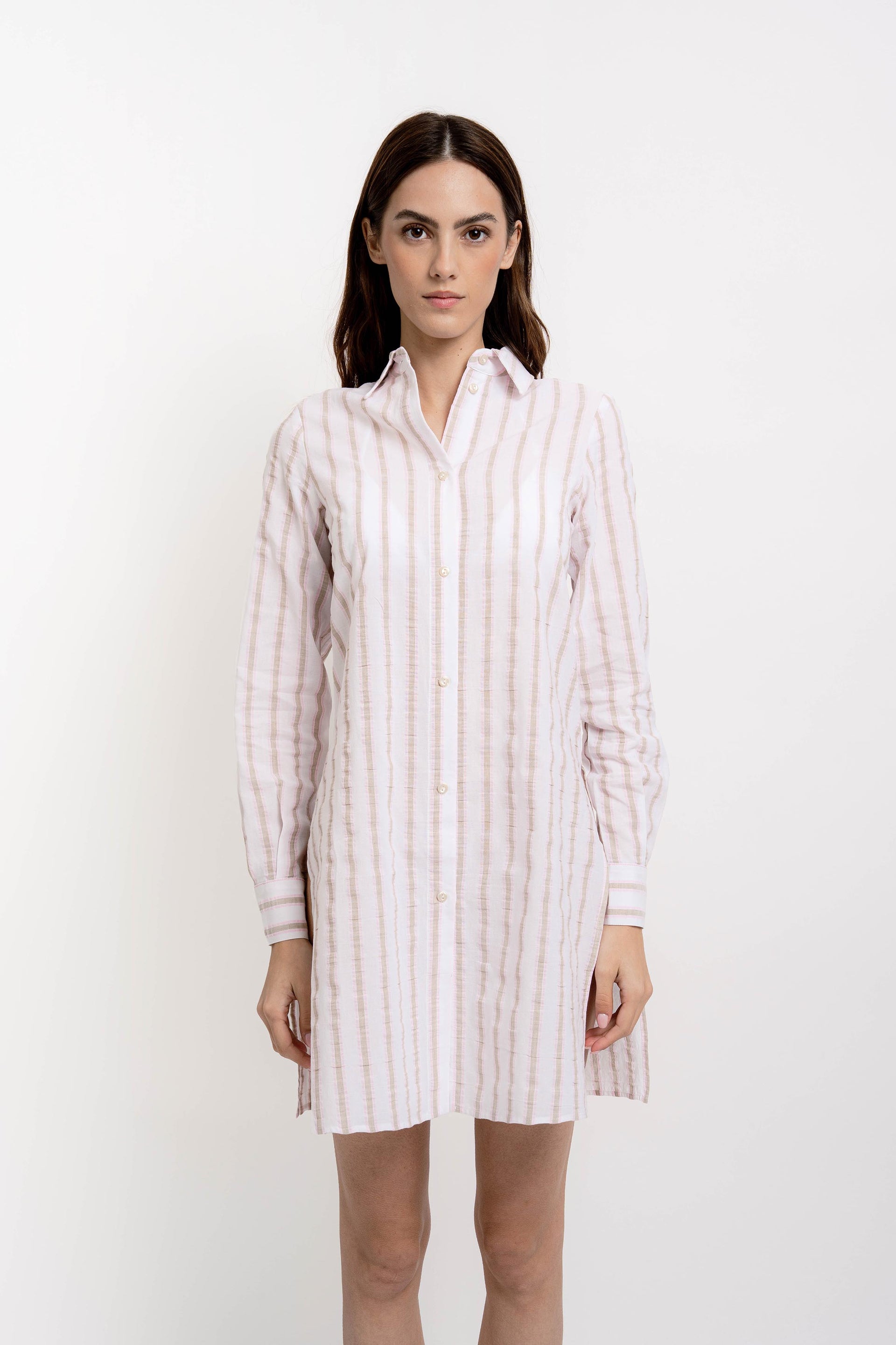ALISHA Womens Long Striped Shirt