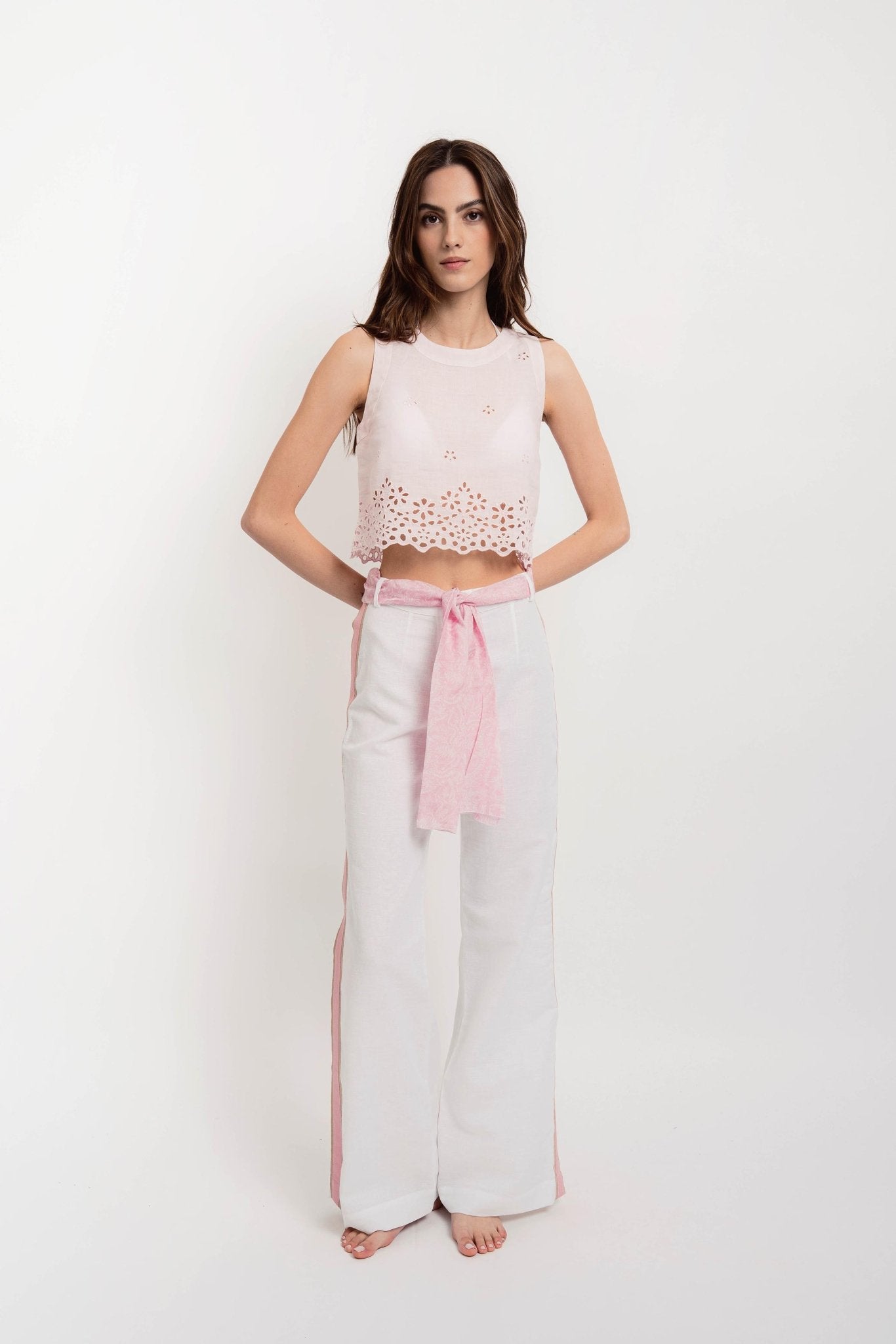 KEYLA Women's Striped Trousers Linen - Pants - Jacques Zolty Saint Barths