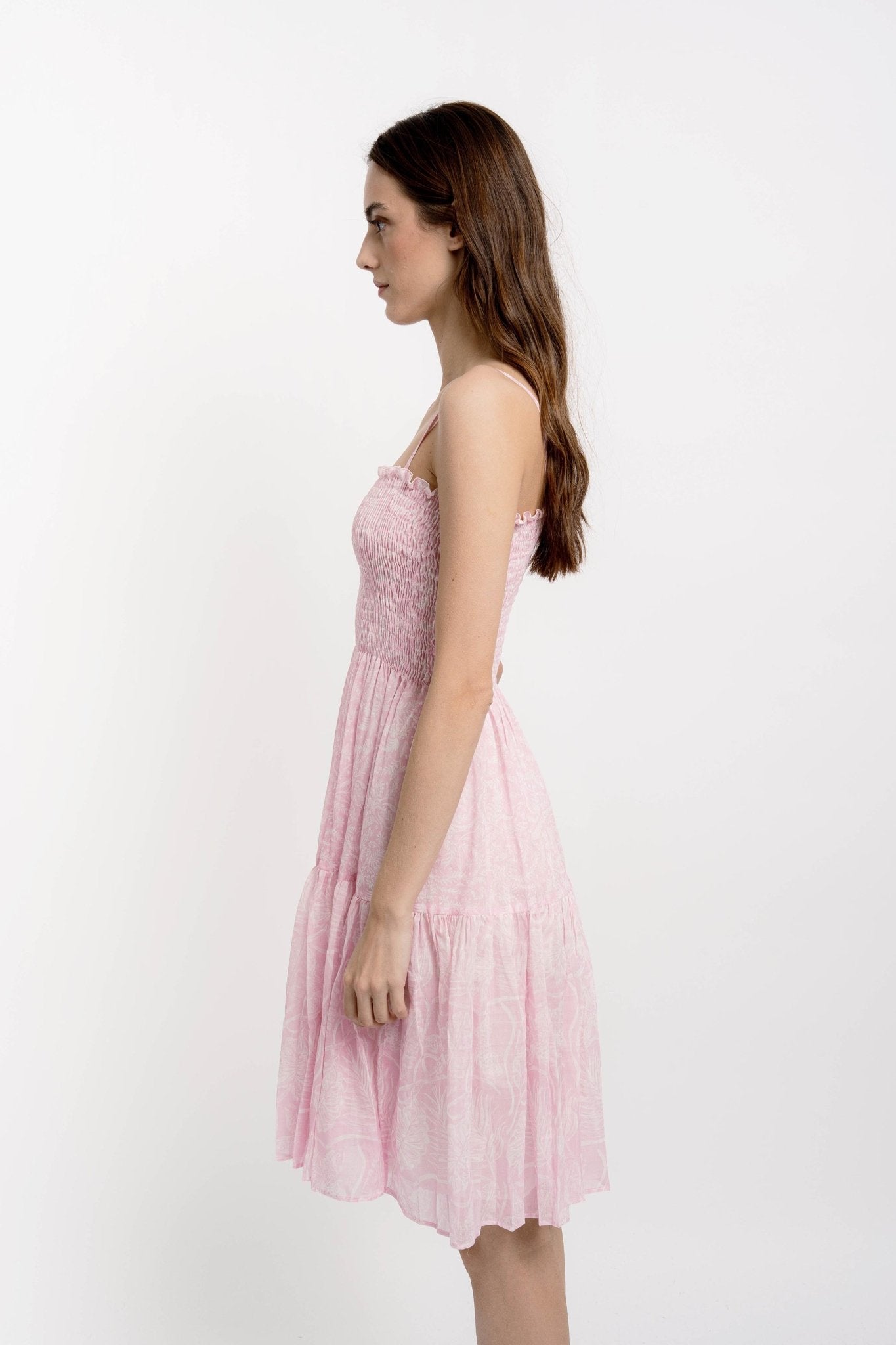 BROOKE Short Strap Dress Silky Cotton VM Print - Dresses - Jacques Zolty Saint Barths