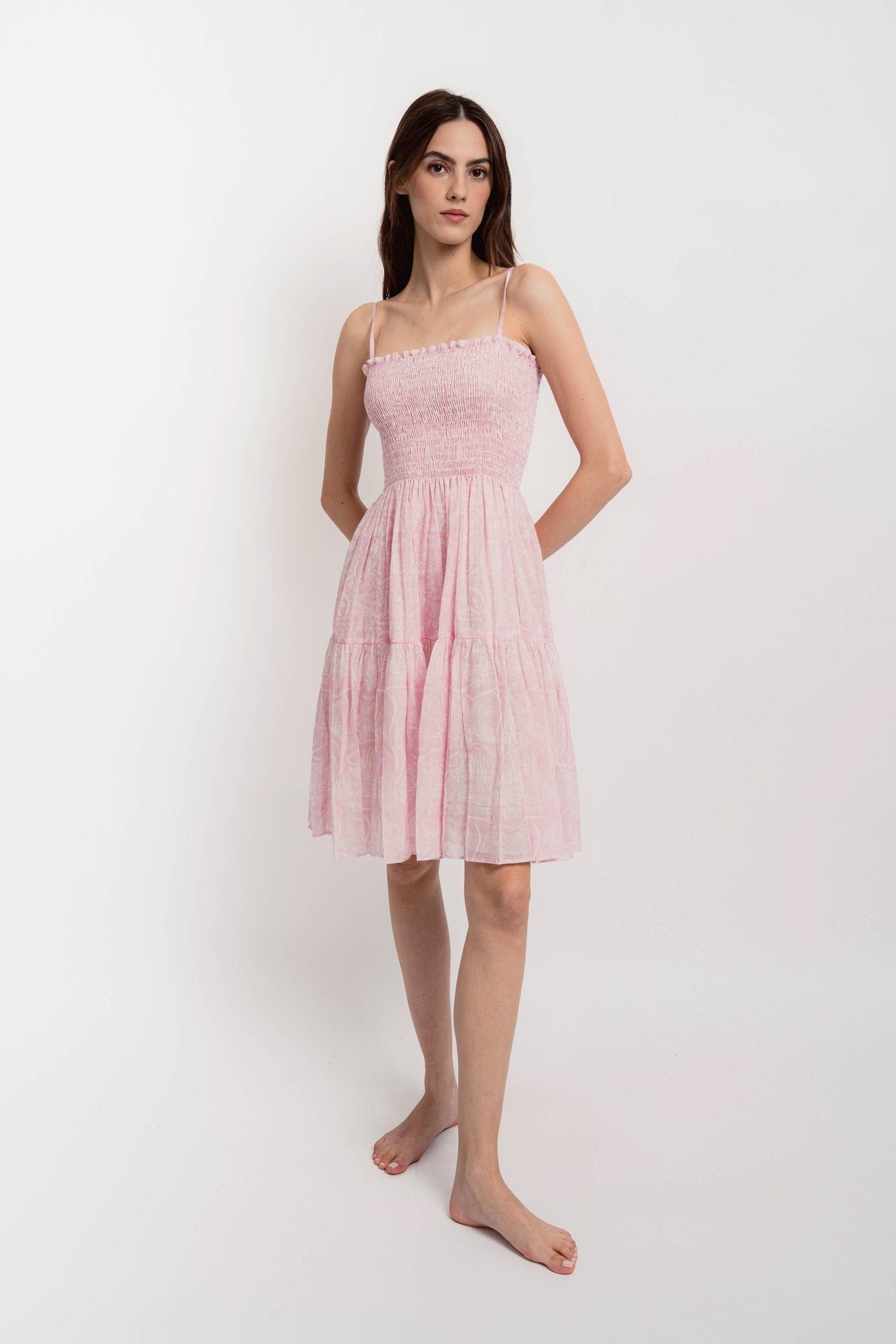 BROOKE Short Strap Dress Silky Cotton VM Print - Dresses - Jacques Zolty Saint Barths