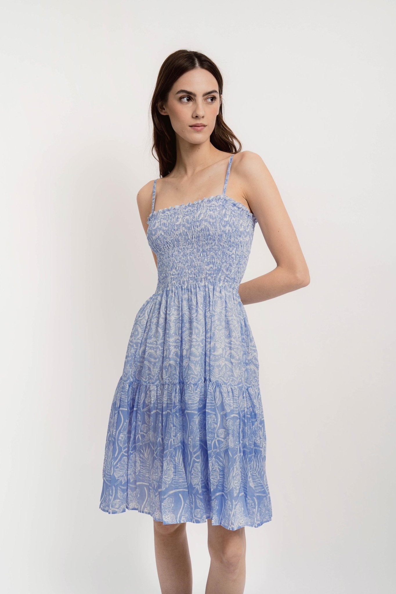 BROOKE Short Strap Dress Silky Cotton VM Print - Dresses - Jacques Zolty Saint Barths