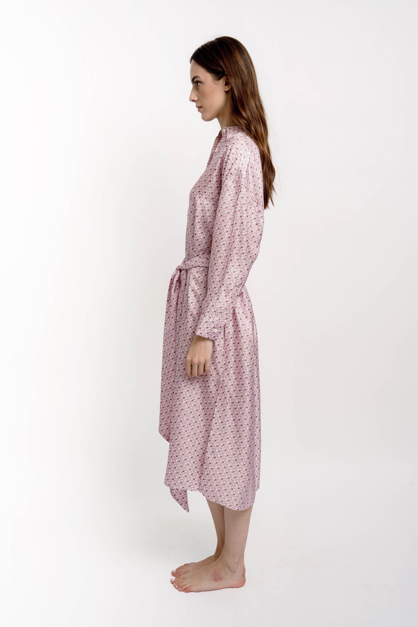 TANYA Silk Long Shirt Dress JZ print - Dresses - Jacques Zolty Saint Barths