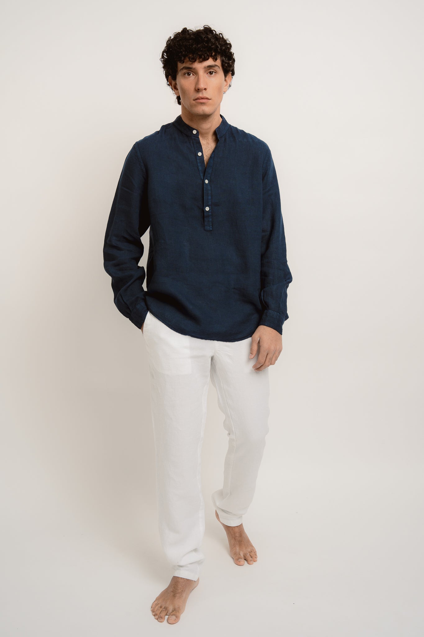 LOUIS Linen Polo Long Sleeve - T-Shirts & Polos - Jacques Zolty Saint Barths
