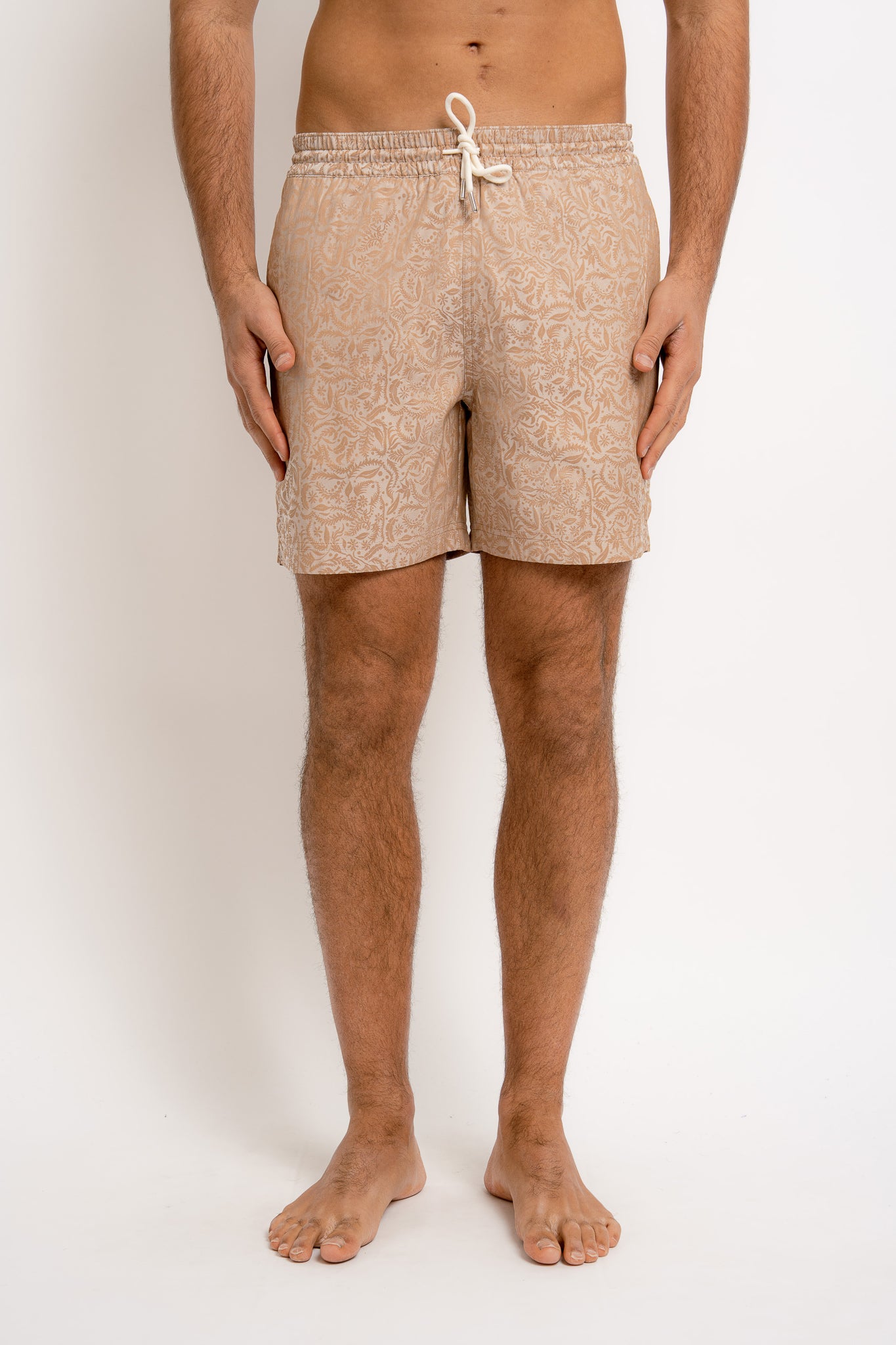 ALBERT Swimwear Jacquard Print Beige - Swim Shorts - Jacques Zolty Saint Barths