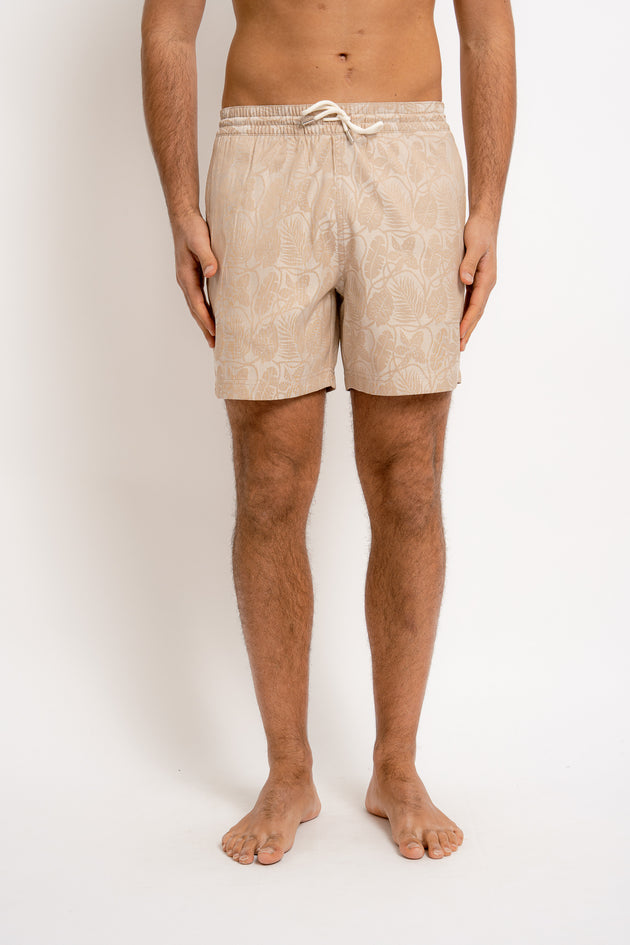ALBERT Swimwear Jacquard Print Beige - Swim Shorts - Jacques Zolty Saint Barths
