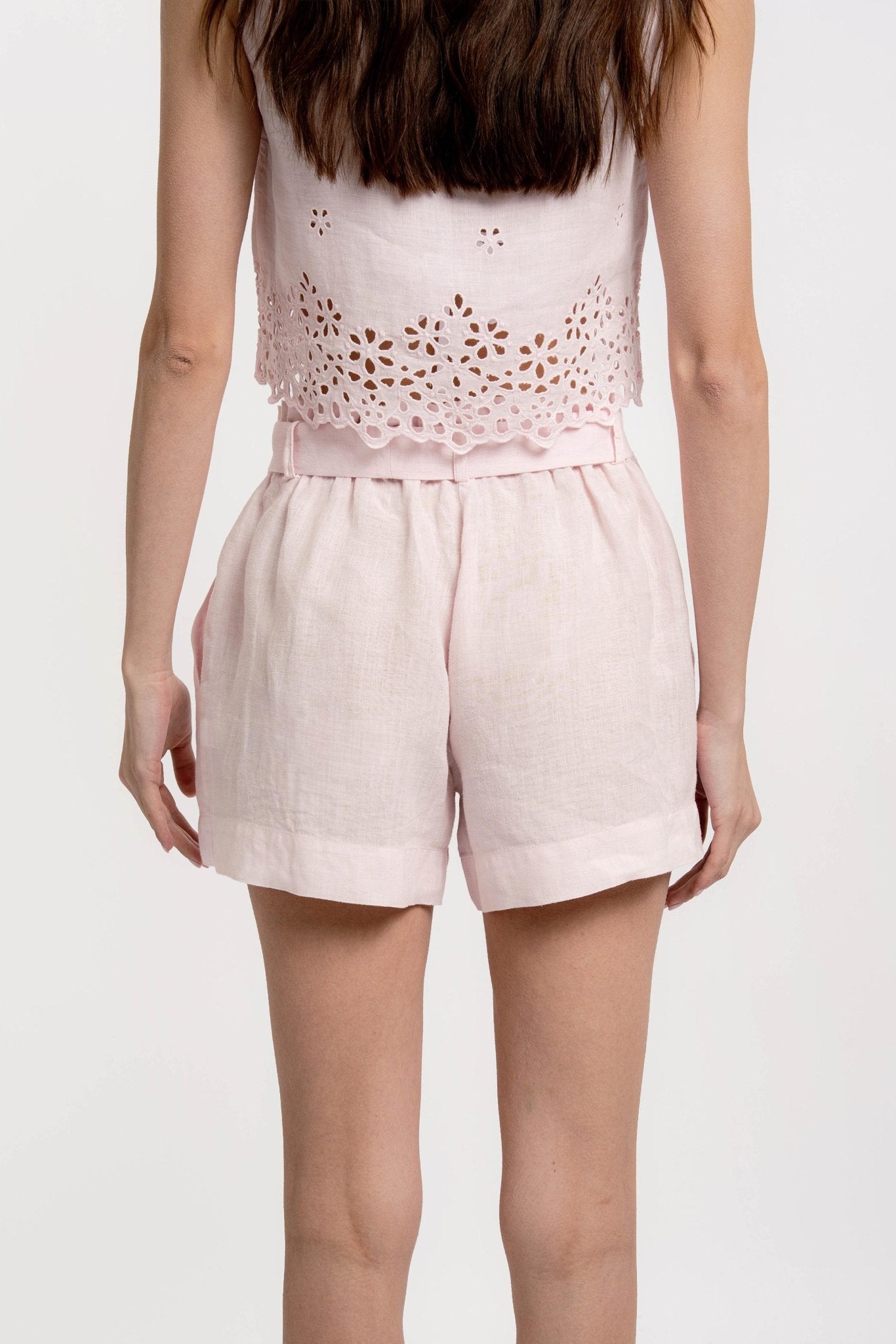 NOEMI Belted Shorts Linen Pink - Shorts - Jacques Zolty Saint Barths
