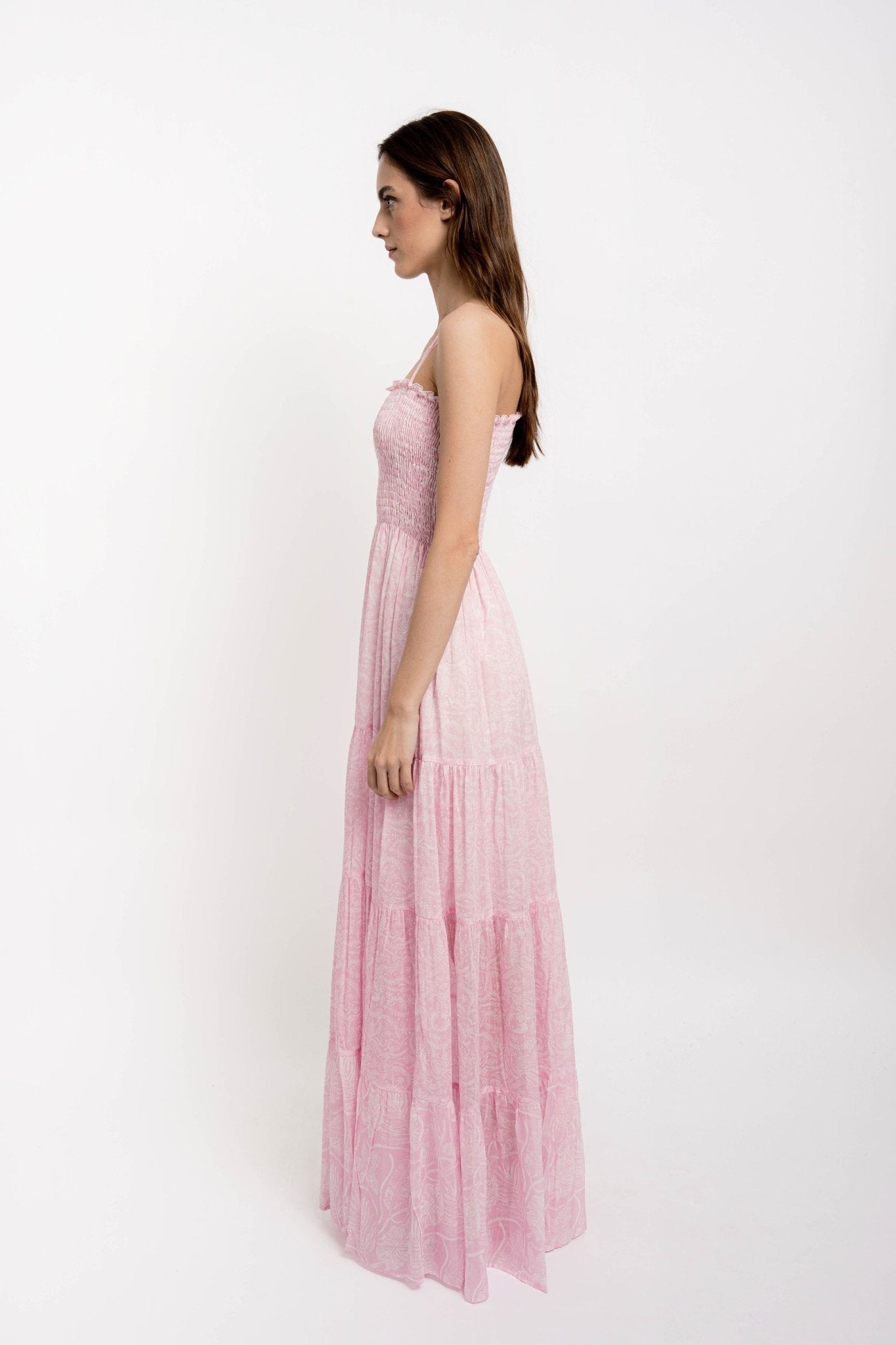 IRENE Long Strap Dress Silky Cotton VM Print - Dresses - Jacques Zolty Saint Barths