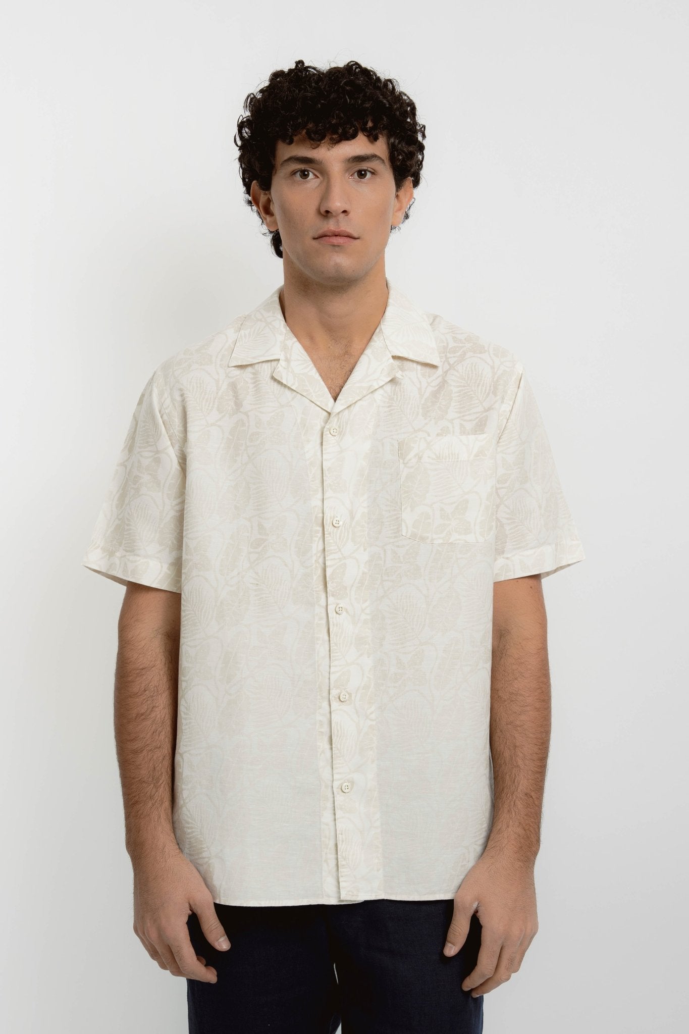 ARNAUD Linen VM Print Beige - Shirts - Jacques Zolty Saint Barths