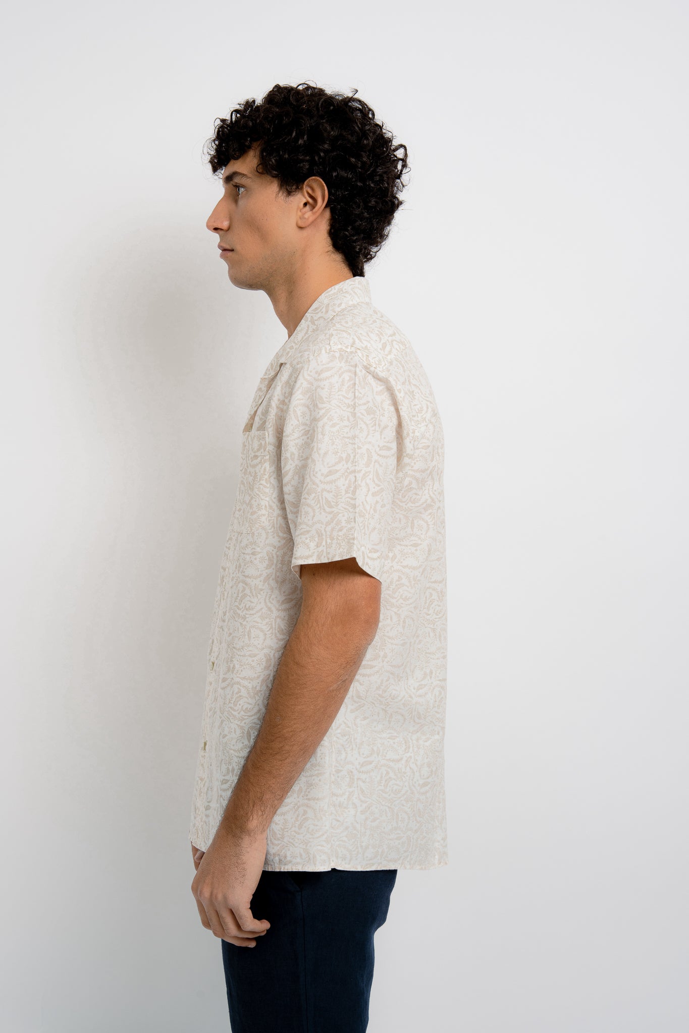 ARNAUD Linen VM Print Beige - Shirts - Jacques Zolty Saint Barths