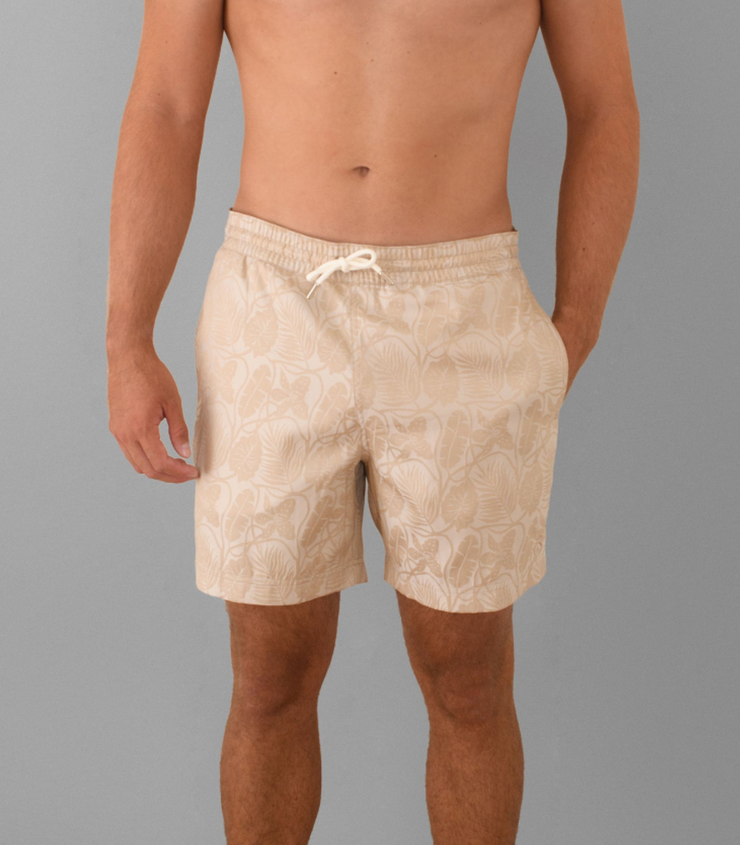 Albert Mens Swimwear Jacquard Print Beige