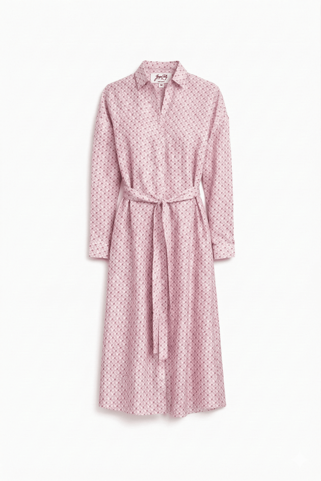 TANYA Silk Long Shirt Dress JZ print - Dresses - Jacques Zolty Saint Barths
