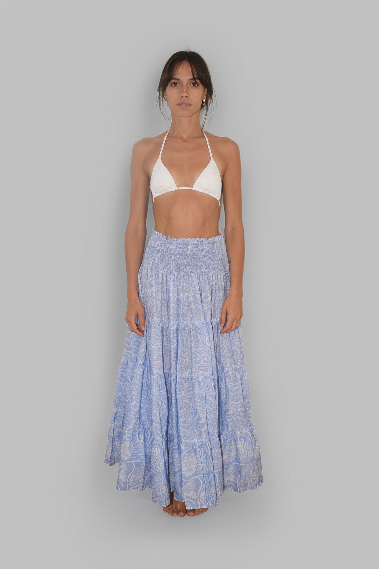 Kelly Skirt Cotton Light Blue VM Print